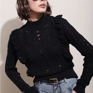 Zara Women's Black Knit Cropped Sweater Size M